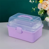 HYG Purple 3 Layer Compartments Organizer 7.8'' X 5.9'' X 5.1'' Clear Storage Bin Desk Storage Container Versatile Storage Case for Cosmetics Sundries Stationery Small Items 1 Pack