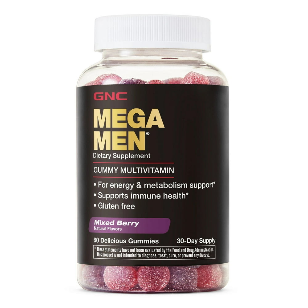 GNC MEGA MEN Multivitamin Gummies, 60 Gummies, Multivitamin and