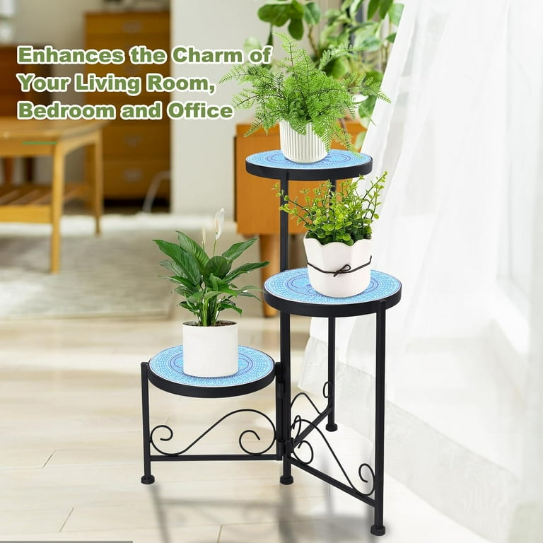 花瓶・フラワースタンド neighborhood WARLOCK CUBE-3 3 Tiers Mosaic Plant Stand Indoor Corner Garden Shelf Flower