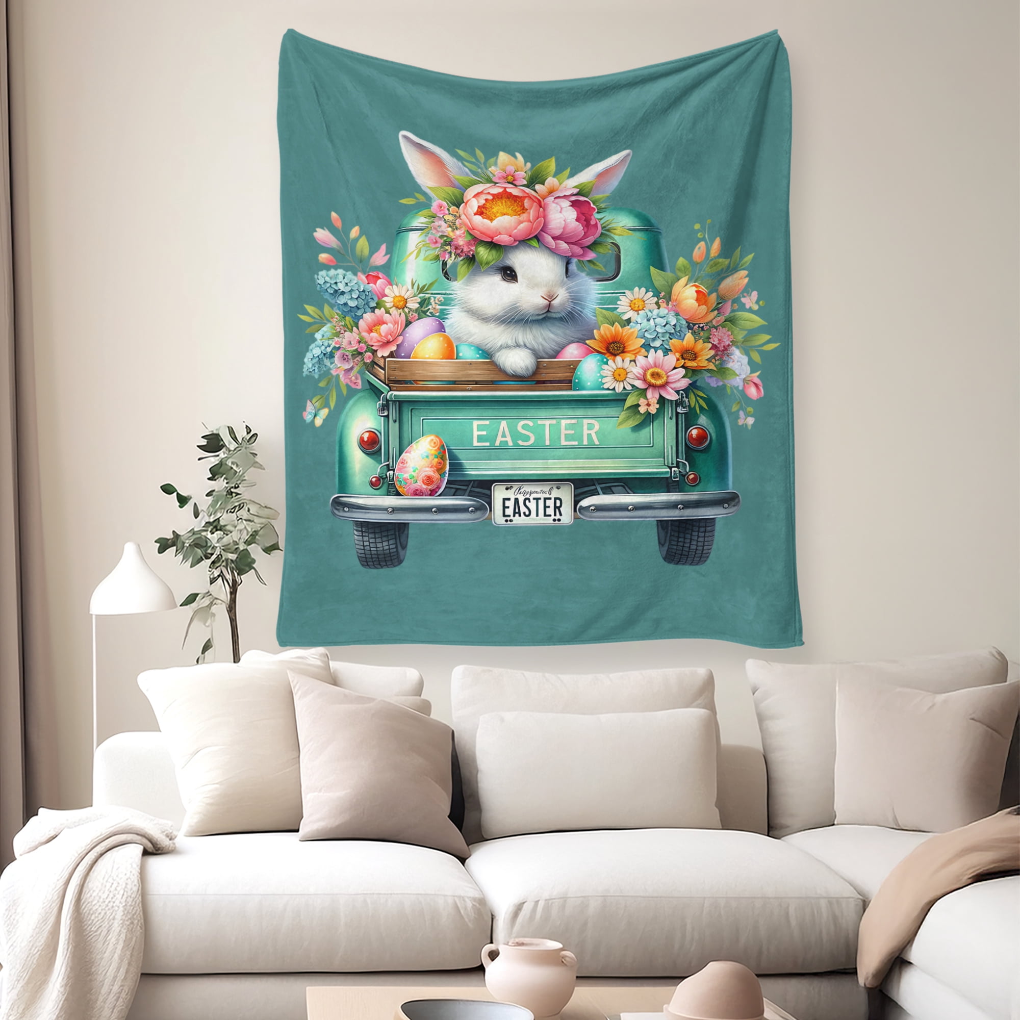 Easter Throw Blanket, Warm Fleece Flannel Bed Blanket, Lightweight Easter Blanket for Sofa Bed Couch 50"x60"