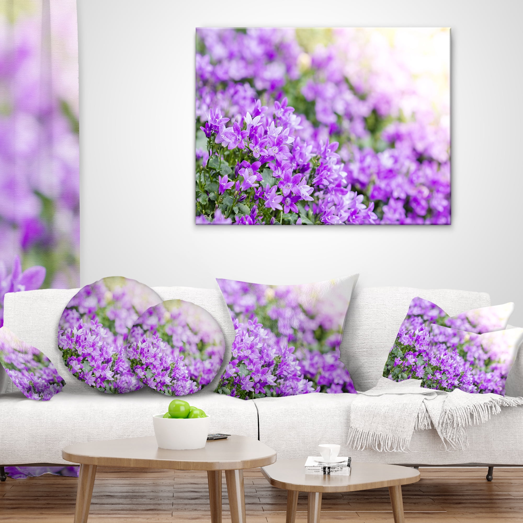 Designart Beautiful Campanula Flower Bouquet - Floral Throw Pillow - 12x20