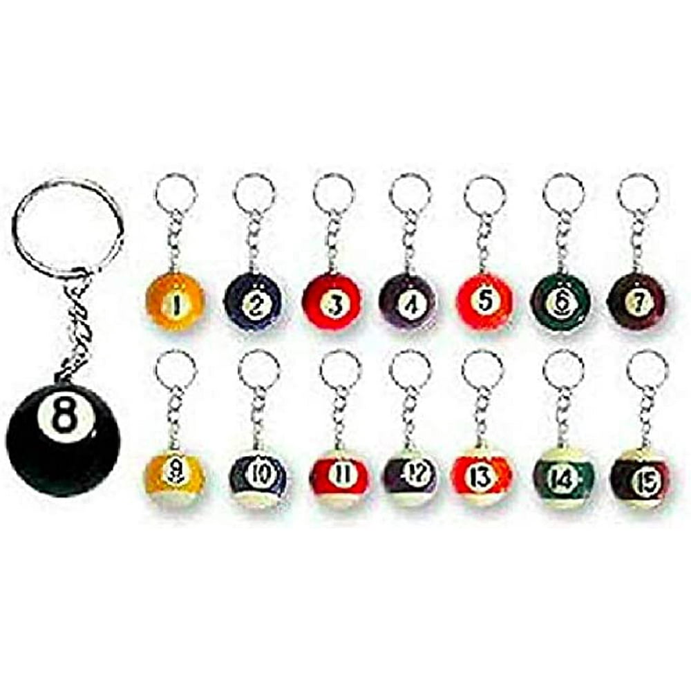 lowpricesupply 16 Assorted Billiards POOL BALL KEY CHAIN Keychains