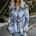 thumbnail image 3 of Lyinloo Winter Warm Cardigan For Women Lapel Overcoat Fleece Open Front Coat With Pockets Printing Outerwear Blue L, 3 of 4