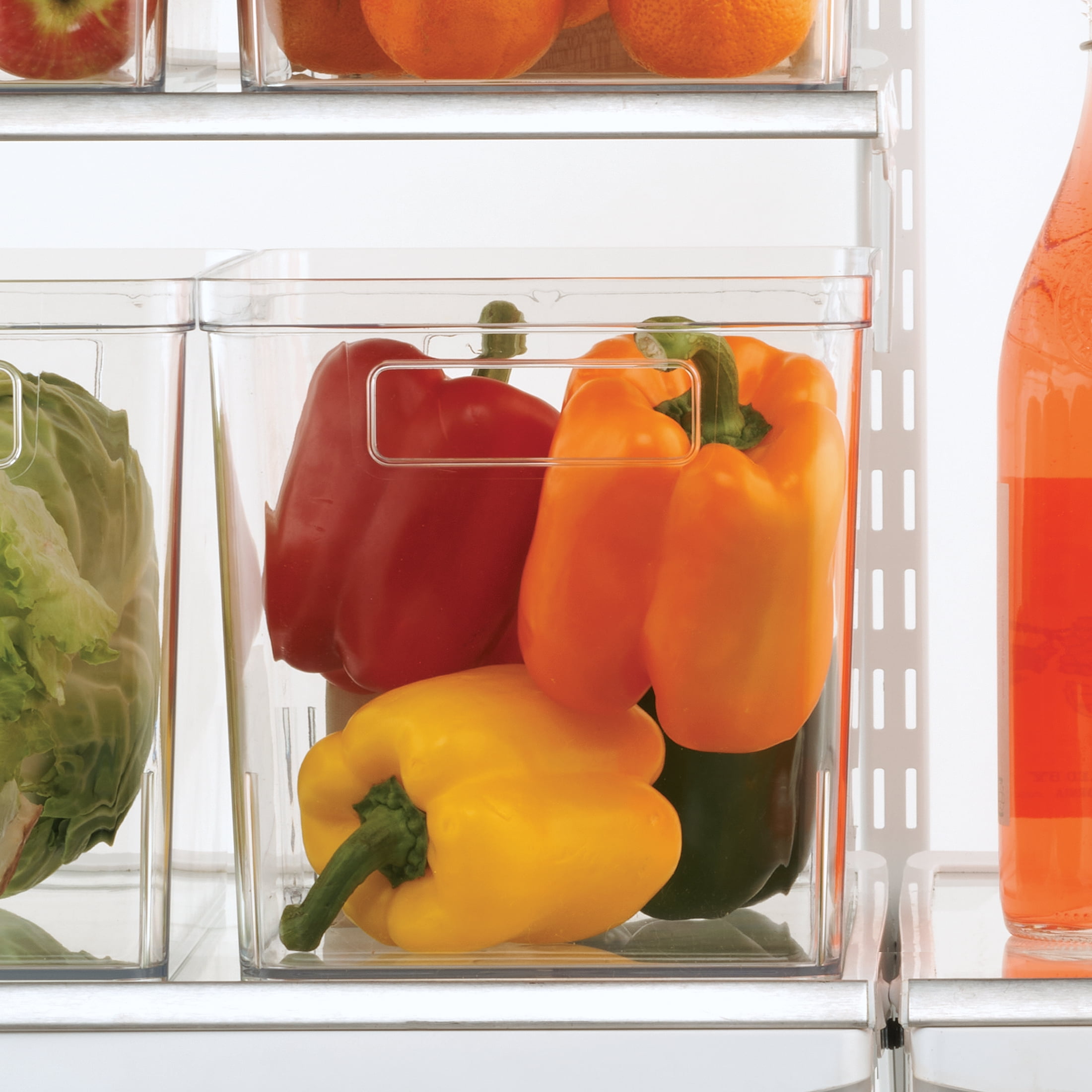 Mainstays Large Deep Clear Plastic Pantry Storage Bin Organizer, Kitchen Cabinet, Fridge, Shelf and Countertop Storage Container for Pantry Organization, 12" x 7.5" x 8"