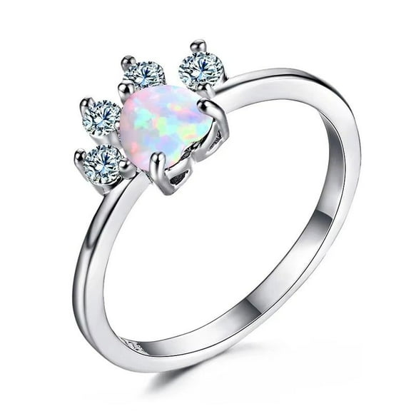 Heart Shape Opal and Moissanite Wedding Ring in 925 Sterling Silver – Minimalist Dainty Ring for Women, Unique Anniversary Gift for Wife, Elegant Bridal Engagement Jewelry