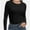 Black, variant on Womens Pullover Long Sleeve Crewneck Shirts Ribbed Knit Slim Fitted Casual Jumper Tops