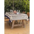 thumbnail image 3 of Outdoor Tablecloth with Umbrella Hole for Patio/Picnic/Party/Camping, USA Indepence Day Waterproof Table Cloth Rectangle Table Cover Washable, Retro Red Blue Texas Star Wreath Wood Beige (60"x 102"), 3 of 9