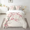 thumbnail image 2 of Erosebridal Pink Flower Bedding Queen Size, Blossoms Floral Bedding Sets Queen Size, Japanese Style Reversible Comforter Sets with Sheets, Microfiber Room Decoration, 7-Piece, 2 of 4