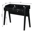 thumbnail image 6 of Pemberly Row Deluxe Two-Drawer Desk with Shelf in Black Wood Finish, 6 of 7