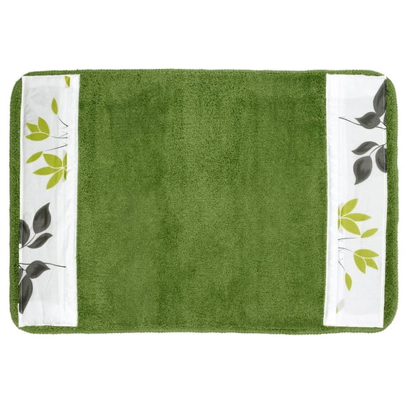 Popular Bath Mayan Leaf Sage Collection - 21 x 32 Banded Bathroom Rug