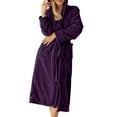 thumbnail image 3 of UVN Valentine's Day Long Robes for Women Winter Plush Fleece Hooded Bathrobe Soft Cozy Fluffy Sleepwear Nightgown with Pockets, 3 of 11