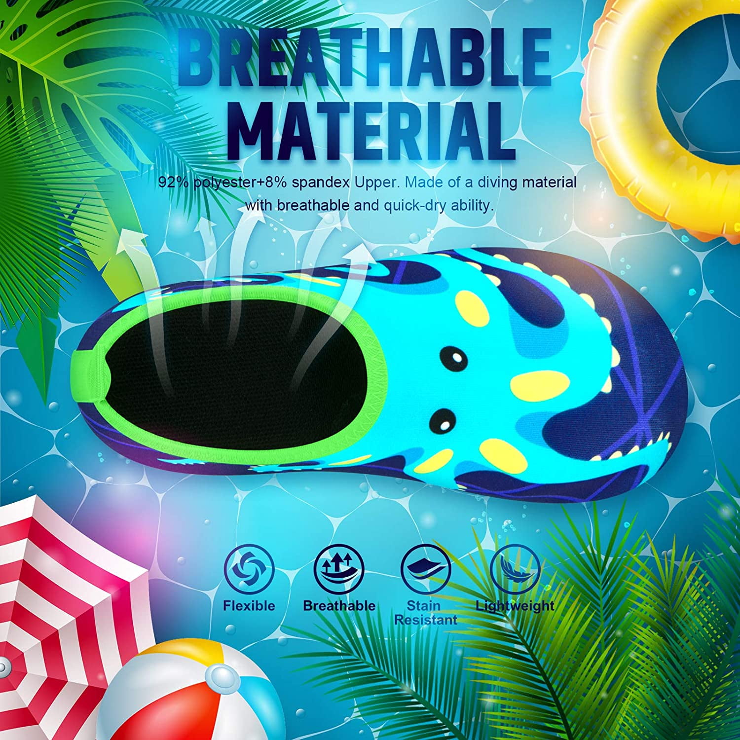 OWANVION Chaussures Aquatiques Antidérapantes à Séchage Rapide Pour Enfants Pieds Nus Chaussettes Aquatiques Pour La Plage La Piscine Pour Garcons Filles Tout Petits Nourrissons Ecailles De Poisson