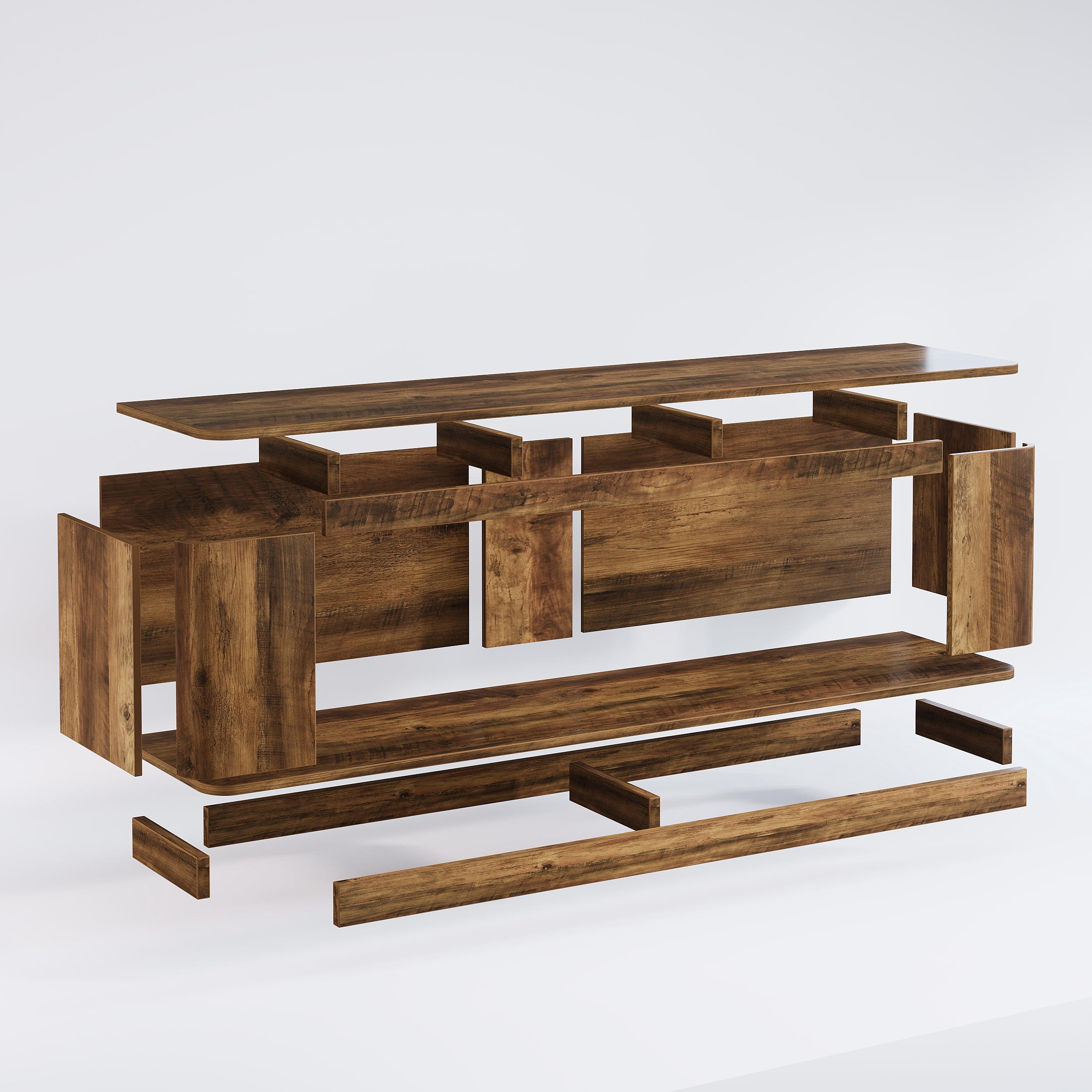 Tribesigns 70.9-Inch Farmhouse TV Stand, Entertainment Center with LED Light Strip for 65/70/75/80-Inch TVs, Rustic Brown