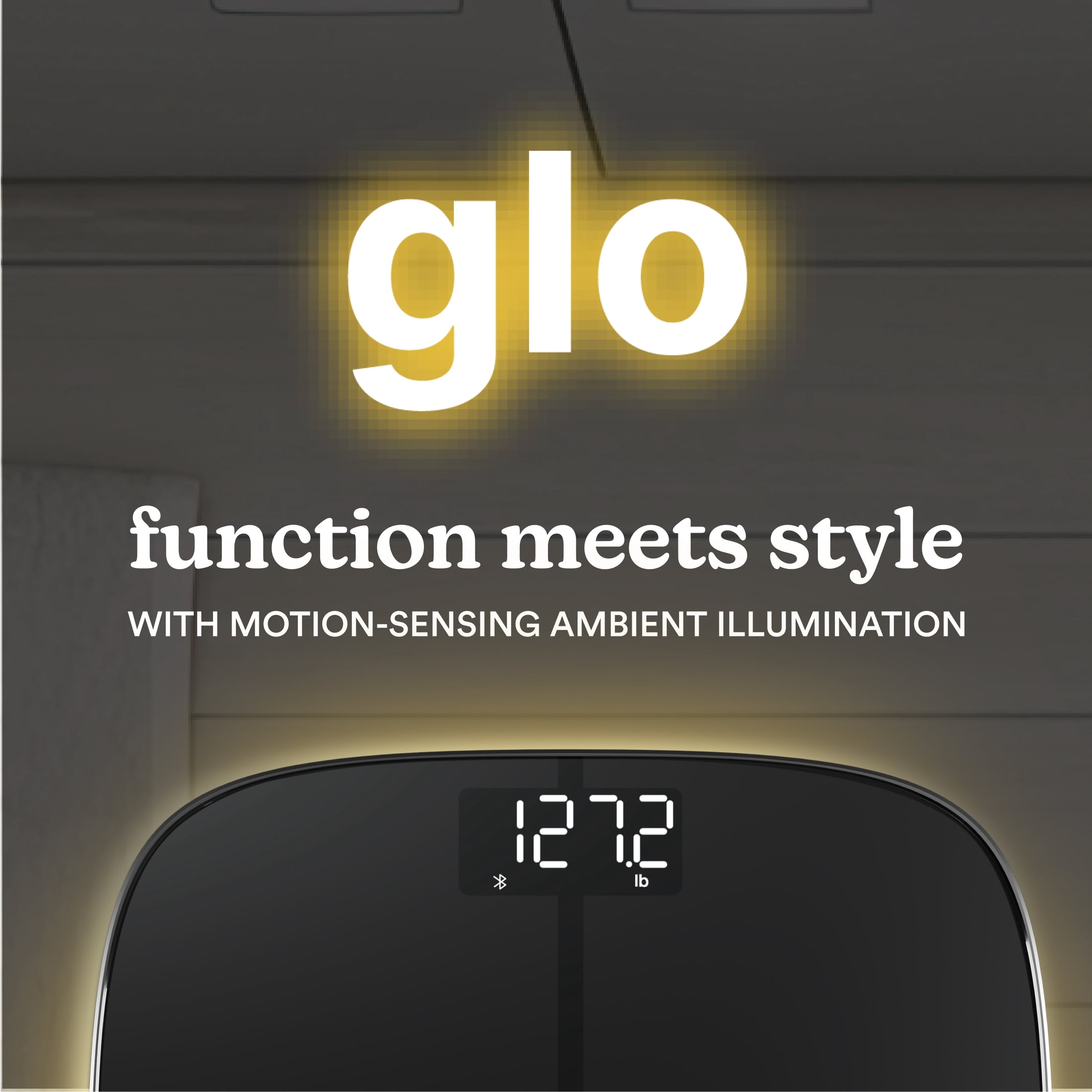 Homedics Luxe Smart Glo, Body Composition Digital Bathroom Scale, Motion-Sensing Ambient Center Illumination, Sleek Tempered Glass, High-Precision Weight Measurement Up to 400 lbs, Sustainable Design