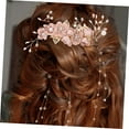 thumbnail image 4 of 4pcs Headgear Hair Accessories Pink Rhinestone Gold Hair Accessories Flower Hair Clips for Women Combs for Women Flower Hair Comb Set Hair Stick Romantic Bride Headdress, 4 of 5