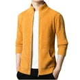 thumbnail image 2 of Maoxin Men's Jacket Men's Cardigan Casual Stand Up Collar Knitted Jacket Fashionable Zipper Cardigan Yellow L, 2 of 6
