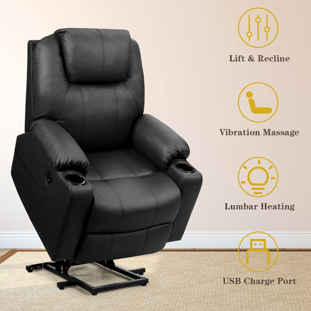 Finihen Massage Recliner Sofa, Electric Recliner Chair, Electric Power Lift Leather Massage Sofa, for Living Room, Bedroom, Black Finihen Massage Recliner Sofa, Electric Recliner Chair, Electric Power Lift Leather Massage Sofa, for Living Room, Bedroom, Black