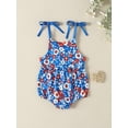 thumbnail image 3 of Wassery Independence Day Infant Girls Romper 3M 6M 12M 18M 24M 2T 3T Toddle Baby 4th of July Jumpsuit Outfits Flower Letter Print Sleeveless Sling Jumpsuits Summer Bodysuits, 3 of 9