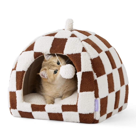 Cama para Gato LE SURE Linda Cueva 2 en 1 para Gatos de Interior Marrón 40 cm