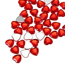 100 Pcs Acrylic Heart Rhinestone 8mm Flat Back Plastic Gems Jewelry Stickers for Craft Bead Face Painting Costume Jewelry Making, Dark Red