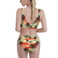 thumbnail image 3 of Picia Colorful Hawaii Palms Women's High Waisted Bikini Scoop Neck Swimsuit Two Pieces Bathing Suit-, 3 of 8