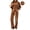 A-Brown, variant on UVN Velour Outfit Set for Women 2 Piece Lounge Sets Casual Full Zip Top and Wide Leg Pants Ladies Fall Tracksuit with Pocket