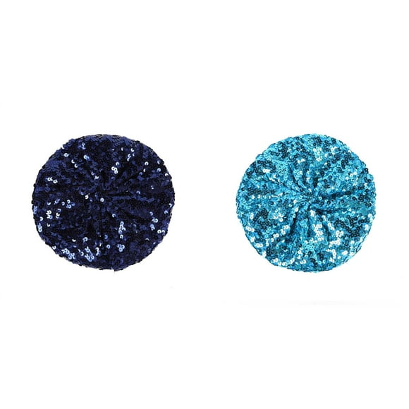 2 Pack(Navy 1PCS & Sky Blue 1PCS) Mens Extra Large Size Multipack Women Sparkling Sequins Painters Hats Beret Colorful Cap Nightclub Snakeskin Dress Hat