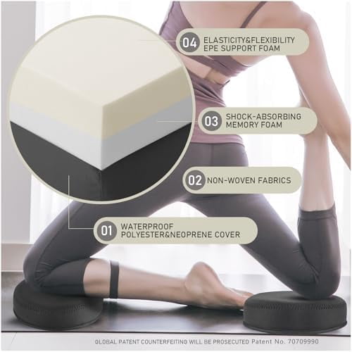 Yoga Knee Pad, 1.57 Inch Thick, Memory Foam and EPE Foam, Waterproof and Non-Slip, for Knees Elbows Wrist Hands Head Yoga Pilates Work Out Kneeling Pad, Exercise Mat 2