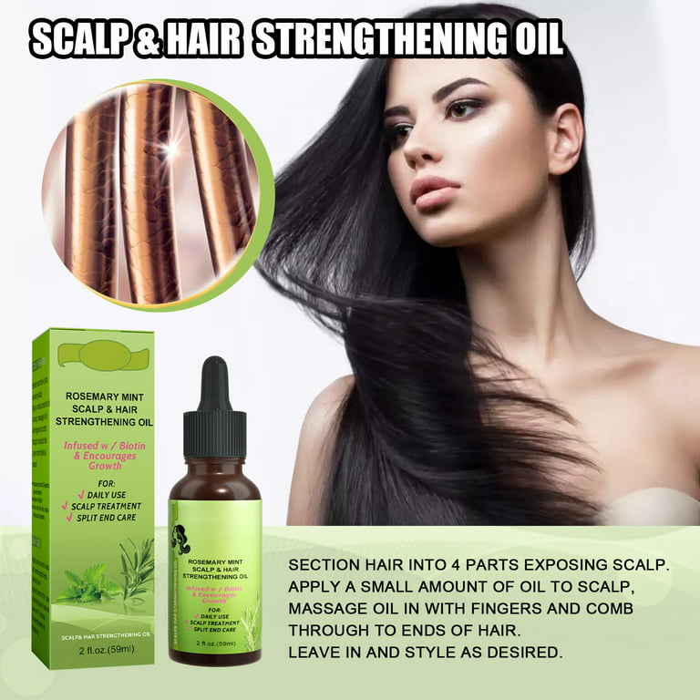Rosemary Mint Scalp & Hair Strengthening Oil, Rosemary Oil for Hair Growth,  Rosemary Essential Oil for Scalp & Hair, Strengthens Hair and Stimulates