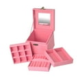 thumbnail image 4 of Velvet Jewelry Storage box three Layer Necklace Display Case Jewellery Accessories Pink, 4 of 7