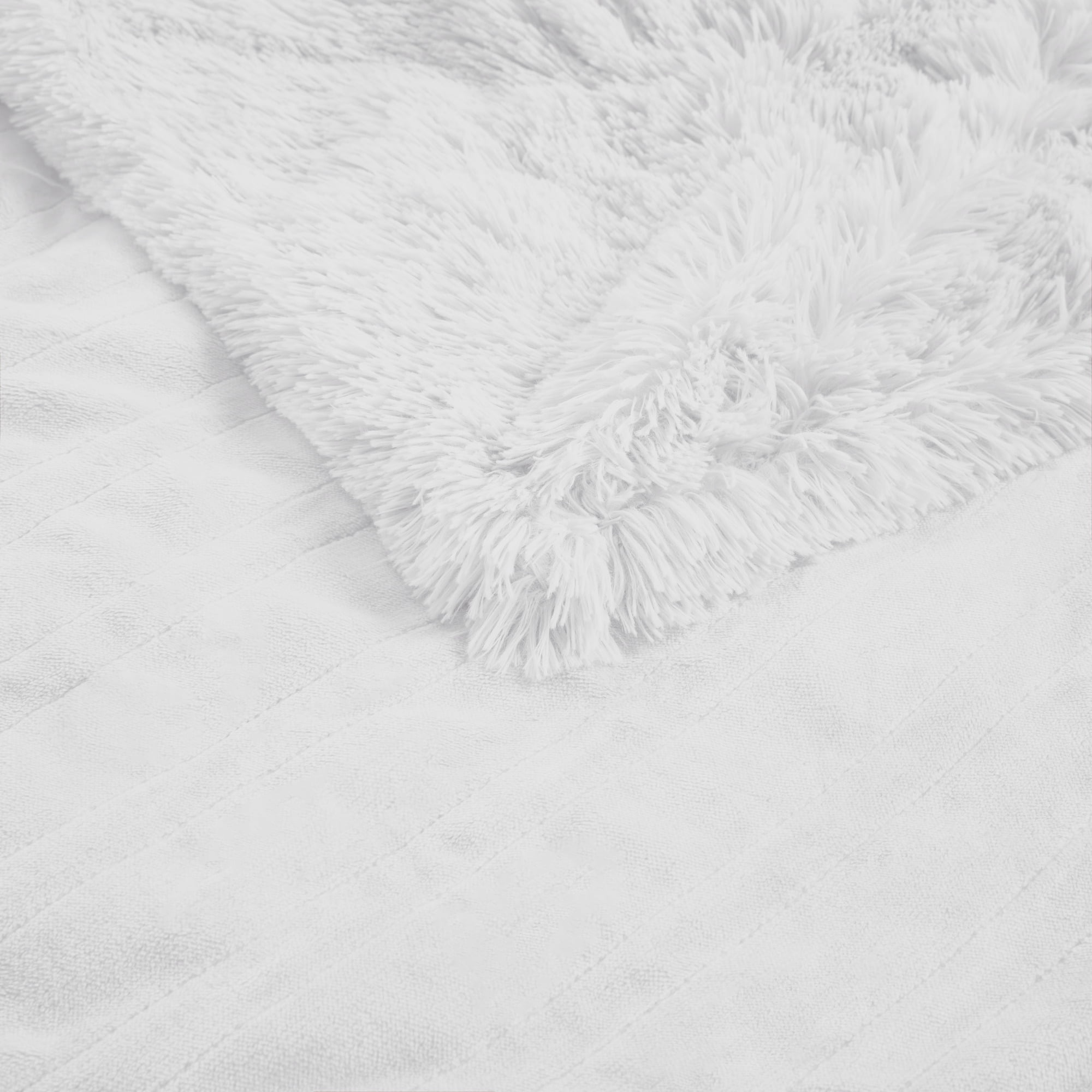 Serta Leena Shaggy Faux Fur Heated Throw Blanket, Electric Throw Blanket 50x60 inch, Ivory