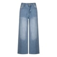 thumbnail image 7 of Mid Rise Wide Leg Jeans for Women Casual Washed Denim Jeans with Pockets Loose Fit Denim Pants Streetwear Fashion Trousers, 7 of 7