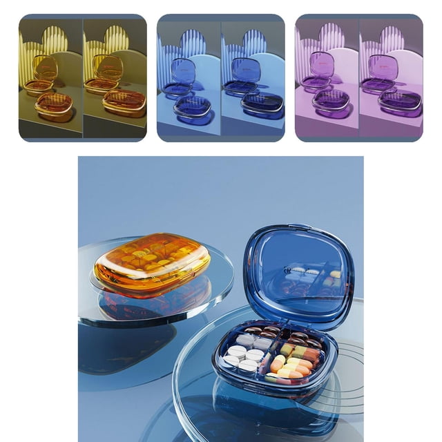 Mini Pill Box Transparent Lid 4/6 Compartments Large Capacity Multifunctional Portable Plastic Sealed Box Jewelry Capsule Container for Fish Oils Tablet Supplements