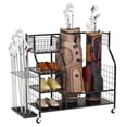 thumbnail image 7 of Garage Golf Bag Organizer, Wheeled Golf Bag Storage Stand, Fits 2 Golf Bags and Other Golfing Equipment Accessories, Includes Extra Golf Club Storage Rack, Golf Equipment Rack for Shed and Basement, 7 of 7