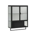 thumbnail image 4 of Tcbosik Wall Storage Cabinet with 2 Glass Doors, Modern Wall Mounted, 3 Tier Cabinet with Inside Detachable Shelves, An Open Shelf and Towel Bar for Entryway Living Room Bathroom Dining Room, Black, 4 of 9