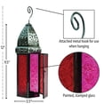 thumbnail image 4 of In the Breeze 9213 — Pink & Red Large Hex Tealight Lantern — Moroccan-Style Boho Chic Tealight Glass and Metal Tabletop Lantern, 4 of 6