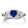 thumbnail image 2 of Gem Stone King 925 Sterling Silver Blue Created Sapphire MOM Mothers Day Ring (1.08 Cttw, Heart Shape 6MM, Available in Size 5, 6, 7, 8, 9), 2 of 5