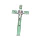 thumbnail image 2 of Figura de crucifijo de aleación de zinc resistente, estatua decorativa de pared, cruz de metal, arte de pared Color acero verde, 2 of 9