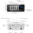 thumbnail image 5 of Reloj despertador digital, reloj despertador con espejo recargable junto a la cama con pantalla LED de temperatura, repetición, volumen y brillo ajustables, 2 alarmas con 13 música (blanco) brillar Electrónica, 5 of 5