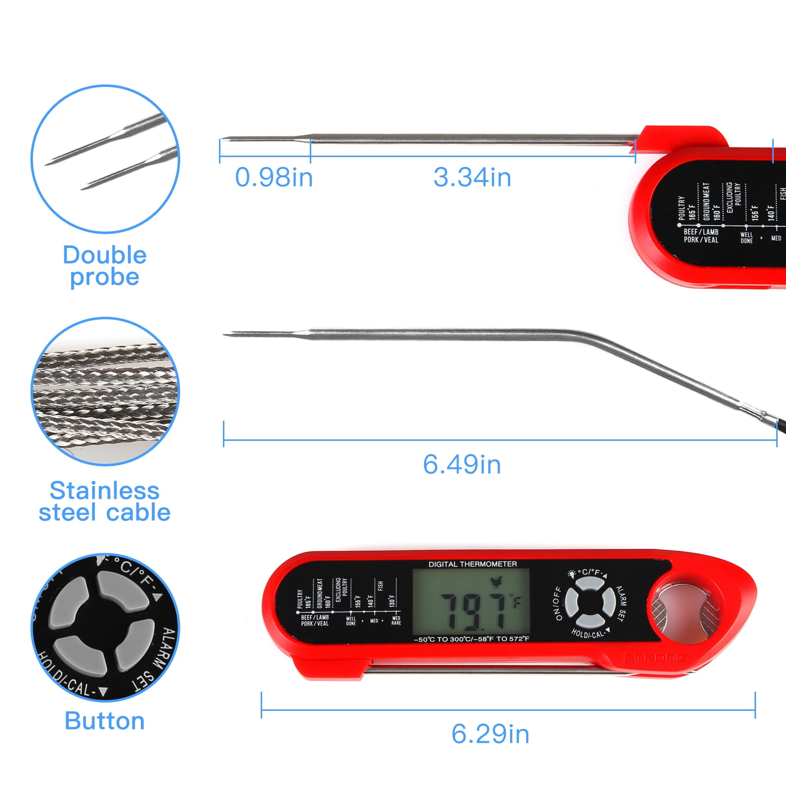axGear Thermomètre à viande 2in1 testeur de température d'écran tactile de  cuisine numérique