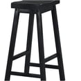 thumbnail image 4 of 2-Pack Black Wood Bar Stools with Saddle Seat for Counter Height Dining Table, 4 of 7