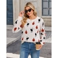 thumbnail image 3 of Cogild Sweaters for Women Halloween Sweater Black Cat Pumpkin Crew Neck Knit Pullover Long Sleeve Casual Fall Top, Beige, 3 of 10