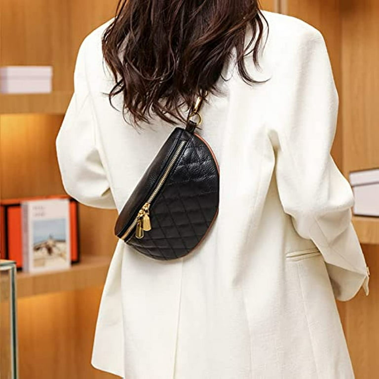 QingY Women's Small Shoulder Bag - Wide Strap Men's Shoulder Bag Modern Bags Stylish Bum Bag Vegan Leather Chest Bag with Coin Purse - Sporty