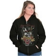thumbnail image 4 of Life's A Gamble Skull Rose Tattoo Unisex Fleece Graphic Zip Up Hoodie Brisco Brands 3X, 4 of 5