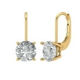 thumbnail image 2 of 3 Ct Round Cut Drop Dangle Clear Moissanite 18K Yellow Solid Solid Gold Everyday Dainty Earrings Lever Back, 2 of 7