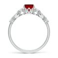 thumbnail image 2 of ANGARA Lab Grown Classic Cushion Rectangular Ruby Side Stone Engagement Ring for Women in 14K White Gold (Size-7x5mm) | July Birthstone, Anniversary, Jewelry Gift for Women | Lab-Grown Ruby Ring, 2 of 8