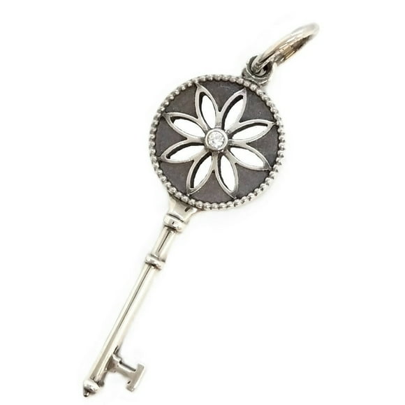 Pre-Owned Tiffany & Co. Daisy Key Charm SV925 Diamond Silver Flower Pendant Top (Good)