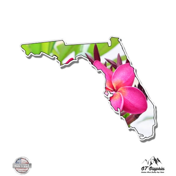 Florida Plumeria Floral Design - 3" Vinyl Sticker - For Car Laptop I-Pad Phone Helmet Hard Hat - Waterproof Decal
