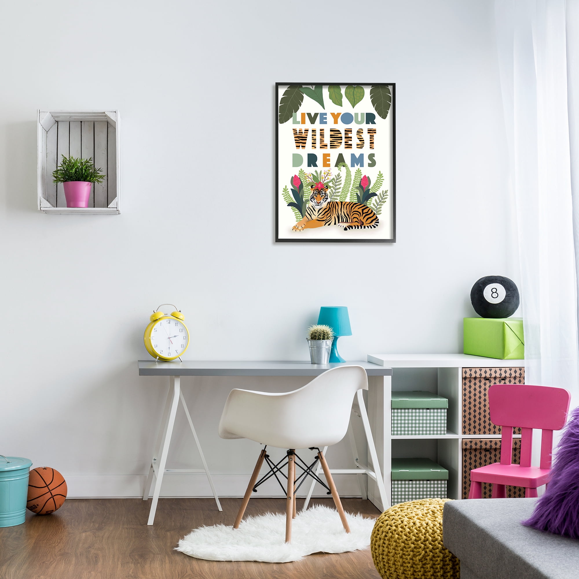 Stupell Industries Live Your Wildest Dreams Sentiment Tropical Tiger Forest, 24 x 30, Designed by Darlene Seale