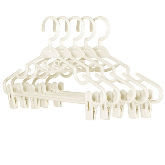 BPPEG 2026 New Plastic Pants Hangers with Clips 5 Pack Heavy Duty Skirt Hangers Swivel Hook and Notches Space Saving Acrylic Clip Hangers for Pants Suitable for All Clothing